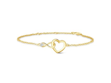 Stříbrný náramek s motivem srdce a nekonečna pozlacený