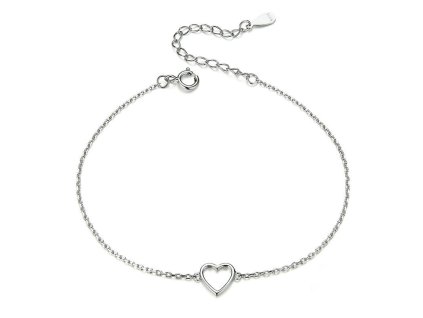 Stříbrný minimalistický náramek se srdcem