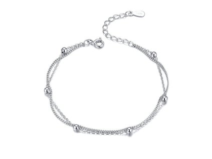 Stříbrný náramek s dvojitým řetízkem a kuličkami