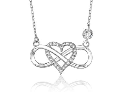 Stříbrný náhrdelník s motivem srdce a nekonečna se zirkony