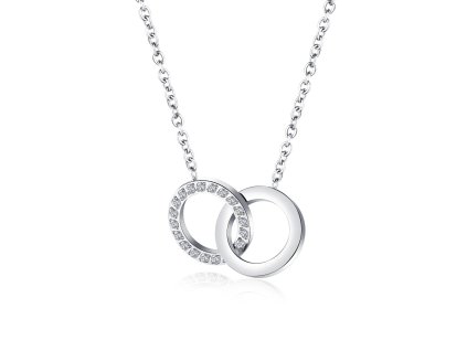 Stříbrný náhrdelník s propojenými kruhy a zirkony