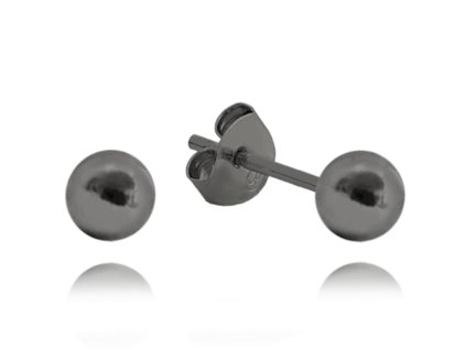Stříbrné puzetové náušnice s černým rhodiem – 5 mm
