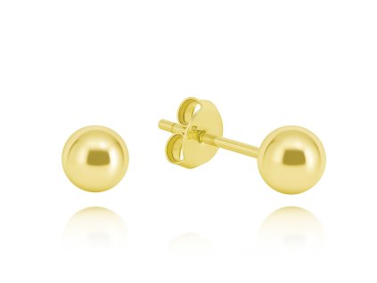 Stříbrné puzetové náušnice pozlacené 14K zlatem – 5 mm