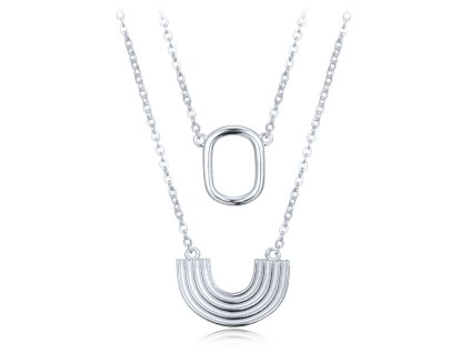 Náhrdelník geometrické tvary ve stříbrném provedení