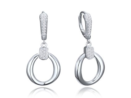 Stříbrné visací náušnice kruhy se zirkony