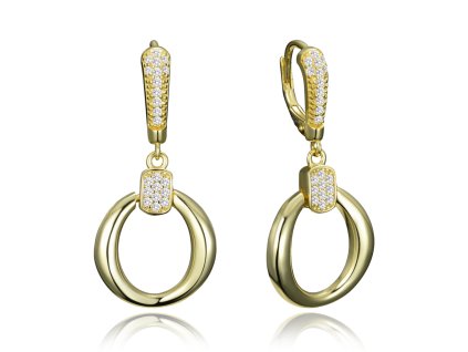 Stříbrné visací náušnice kruhy se zirkony pozlacené