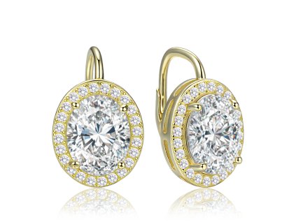 Náušnice ovály s čirými zirkony pozlacené