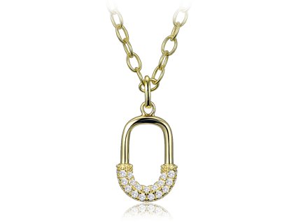 Náhrdelník s čirými zirkony v moderním designu pozlacený