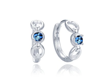 Elegantní stříbrné kruhové náušnice s modrým zirkonem