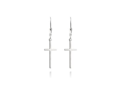 Náušnice křížky ve stříbrném minimalistickém stylu