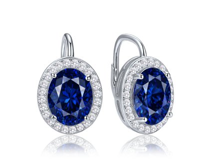 Náušnice ovály s modrými a čirými zirkony