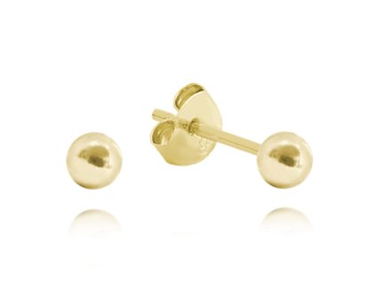 Stříbrné puzetové náušnice pozlacené 14K zlatem malé – 3 mm