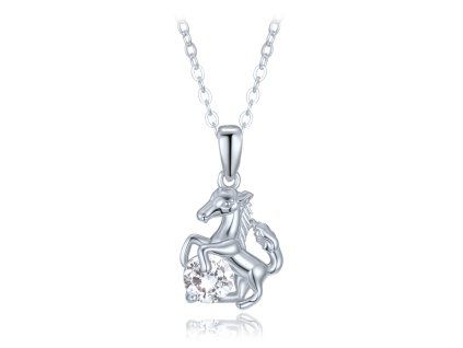 Náhrdelník kůň s čirým zirkonem stříbrný