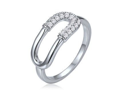 Prsten s motivem podkovy a čirými zirkony