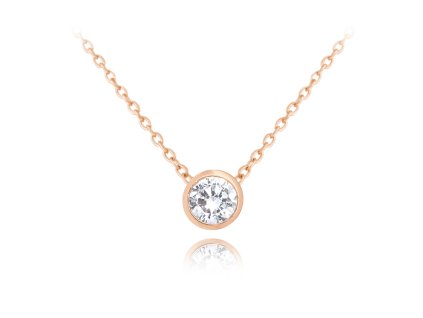 Decentní Rose gold stříbrný náhrdelník s bílým zirkonem