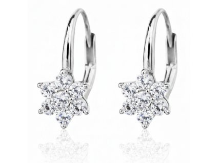 Dětské stříbrné náušnice kytička se zirkony