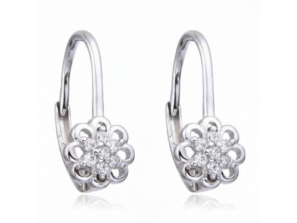 Dětské stříbrné náušnice kytička se zirkonem