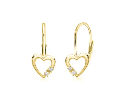 Dětské stříbrné náušnice srdíčko se zirkony pozlacené