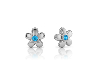Stříbrné náušnice Azure Bloom s modrým zirkonem
