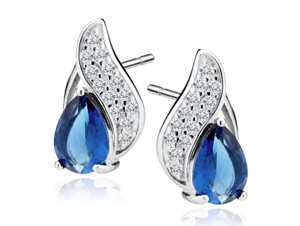 Stříbrné náušnice Celestia Grace Sapphire