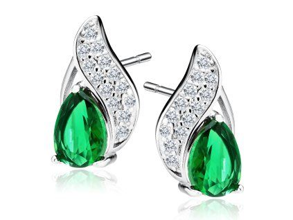 Stříbrné náušnice Celestia Grace Emerald