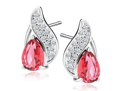 Stříbrné náušnice Celestia Grace Ruby