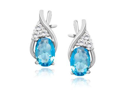 Stříbrné náušnice Celestia Grace Aquamarine