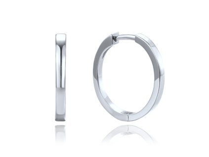 Elegantní stříbrné náušnice hranaté kruhy 2 cm