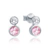 Elegantní stříbrné minimalistické náušnice s růžovým a čirým zirkonem