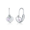 Dětské stříbrné náušnice srdce s růžovým zirkonem