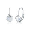 Dětské stříbrné náušnice srdce s modrým zirkonem