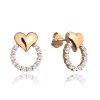 Náušnice srdíčka s kruhem čirých zirkonů v rose gold provedení