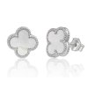 Stříbrné náušnice s perletí ve tvaru čtyřlístku