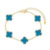 Zvýhodněná sada s tyrkysem a zirkony ve tvaru čtyřlístku pozlacenéBracelet G Blue