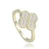 Stříbrný prsten čtyřlístek s čirými zirkony pozlacený