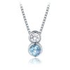 Stříbrný náhrdelník s bílým a modrým zirkonem