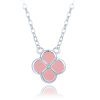 Stříbrný náhrdelník s čtyřlístkem a růžovým kamenem
