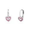 Dětské stříbrné náušnice srdíčko s růžovými zirkony