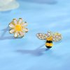 Stříbrné náušnice pecky květina & včelka