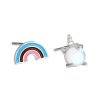 Stříbrné náušnice duha & jednorožec s měsíčním kamenem