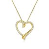 Stříbrný náhrdelník s otevřeným srdcem ze zirkonů pozlacený