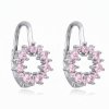Dětské stříbrné náušnice věneček s růžovými zirkony