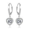 Stříbrné náušnice Crystal Heart Elegance