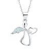 Stříbrný náhrdelník s andělem a modrým zirkonem