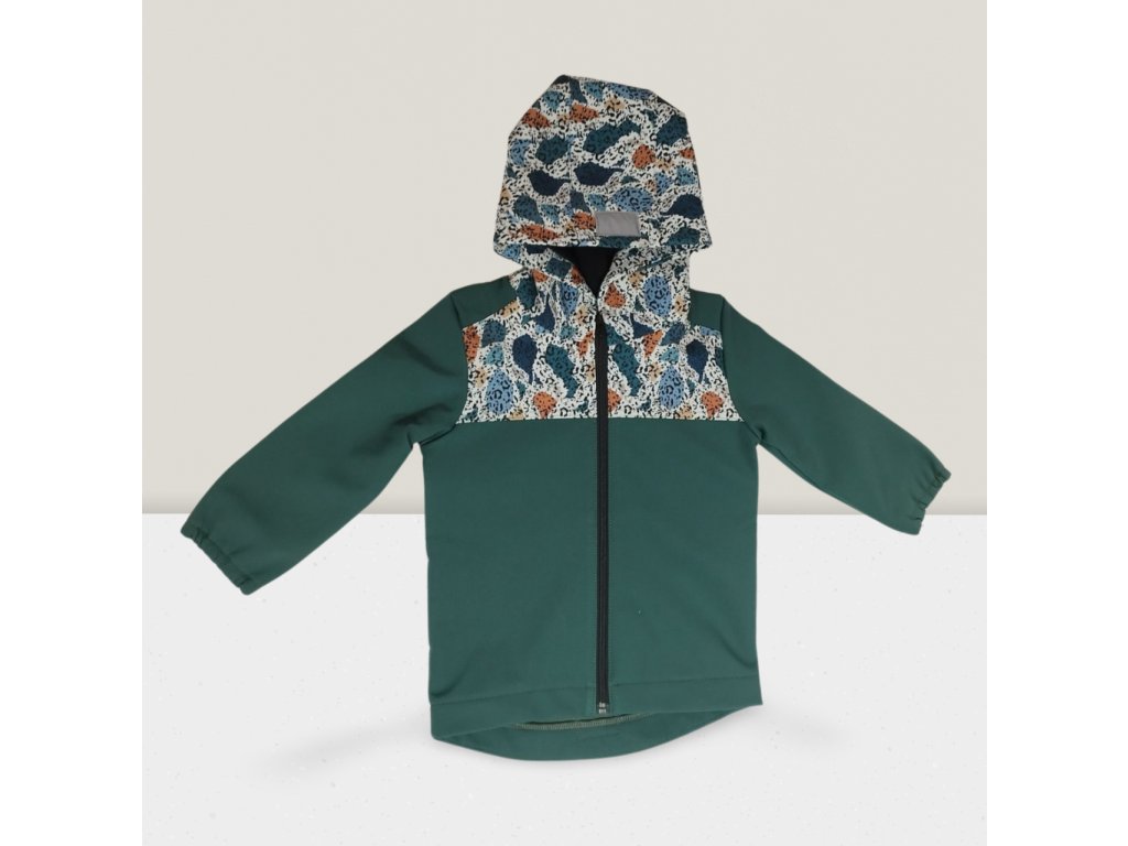 Detská softshell bunda never give up - stones forest green (Veľkosť 86)