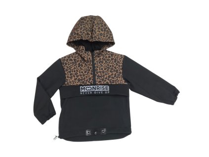 Detská softshell bunda - anorak leopard brown/black (Veľkosť 80)