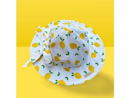 Detský klobúk s mašľou lemons (Veľkosť 1-obvod hlavičky cca. 47cm a menej)