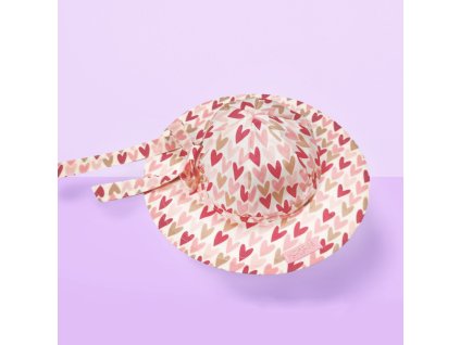 Detský klobúk s mašľou hearts (Veľkosť 1-obvod hlavičky cca. 47cm a menej)