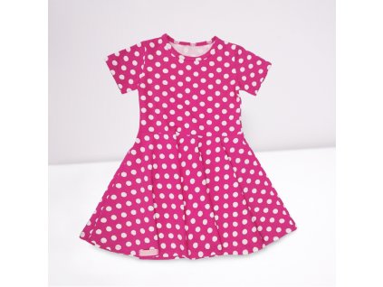 Šaty - fuchsia dots krátky rukáv (Veľkosť 74)