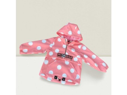 Detská softshell bunda - anorak white big dots (Veľkosť 80)